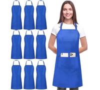 Utopia Kitchen - Confezione da 10 bavaglini regolabili con 2 tasche, colore: Blu