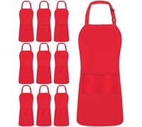 Utopia Kitchen - Confezione da 10 bavaglini regolabili con 2 tasche, colore: Rosso