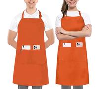 Utopia Kitchen Confezione da 2 grembiuli regolabili con 2 tasche, resistenti all'acqua e all'olio, grembiule da cucina da chef per donne e uomini, Arancione, 2 Pacchetti