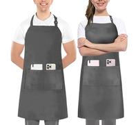 Utopia Kitchen, confezione da 2 grembiuli regolabili con 2 tasche, resistenti all'acqua e all'olio, grembiule da cucina per cuochi, per donne e uomini, Grigio, 2 Pacchetti