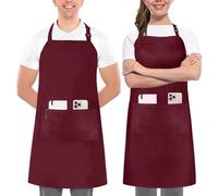 Utopia Kitchen Confezione da 2 grembiuli regolabili con 2 tasche, resistenti all'acqua e all'olio, grembiule da cucina da chef per donne e uomini, Borgogna, 2 Pacchetti