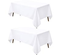 Utopia Kitchen Rectangle Table Cloth 2 Pack [60x126 Inches, White] Tablecloth Machine Washable Fabric Polyester Table Cover for Dining, Buffet Parties, Picnic, Events, Weddings and Restaurants