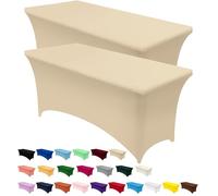 Utopia Kitchen Tovaglia Estensibile [4 Piedi, 122 cm] Copritavolo in Poliestere e Spandex - Lavabile in Lavatrice e Resistente alle Pieghe per Eventi e Feste (Confezione da 2, Champagne)