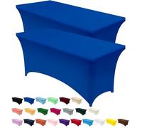 Utopia Kitchen Tovaglia Estensibile [4 Piedi, 122 cm] Copritavolo in Poliestere e Spandex - Lavabile in Lavatrice e Resistente alle Pieghe per Eventi e Feste (Confezione da 2, Blu)