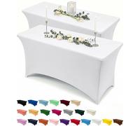 Utopia Kitchen Tovaglia Estensibile [4 Piedi, 122 cm] Copritavolo in Poliestere e Spandex - Lavabile in Lavatrice e Resistente alle Pieghe per Eventi e Feste (Confezione da 2, Bianco)