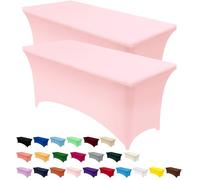 Utopia Kitchen Tovaglia Estensibile [4 Piedi, 122 cm] - Copritavolo in Spandex Lavabile e Resistente alle Rughe per Eventi e Feste (Confezione da 2, Rosa)