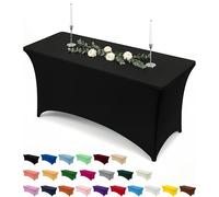 Utopia Kitchen Tovaglia Estensibile [5 Piedi, 152 cm] - Copritavolo in Spandex Lavabile e Resistente alle Rughe per Eventi e Feste (Confezione da 1, Nera)