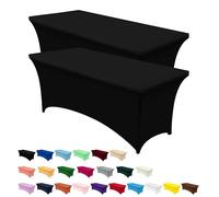 Utopia Kitchen Tovaglia Estensibile [6 Piedi, 183 cm] Copritavolo in Poliestere e Spandex - Lavabile in Lavatrice e Resistente alle Pieghe per Eventi e Feste (Confezione da 2, Nero)