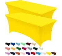 Utopia Kitchen Tovaglia Estensibile [6 Piedi, 183 cm] - Copritavolo in Spandex Lavabile e Resistente alle Rughe per Eventi e Feste (Confezione da 2, Giallo)