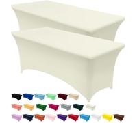 Utopia Kitchen Tovaglia Estensibile [6 Piedi, 183 cm] - Copritavolo in Spandex Lavabile e Resistente alle Rughe per Eventi e Feste (Confezione da 2, Avorio)