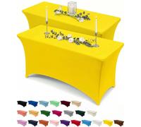 Utopia Kitchen Tovaglia Estensibile [6 Piedi, 183 cm] - Copritavolo in Spandex Lavabile e Resistente alle Rughe per Eventi e Feste (Confezione da 2, Giallo)