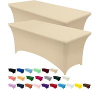 Utopia Kitchen Tovaglia Estensibile [6 Piedi, 183 cm] - Copritavolo in Spandex Lavabile e Resistente alle Rughe per Eventi e Feste (Confezione da 2, Champagne)