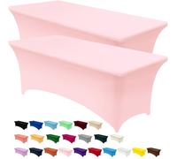 Utopia Kitchen Tovaglia Estensibile [8 Piedi, 244 cm] - Copritavolo in Spandex Lavabile e Resistente alle Rughe per Eventi e Feste (Confezione da 2, Rosa)