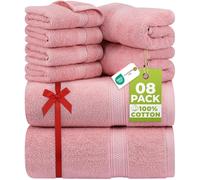 Utopia, Set di 8 asciugamani composto da 2 teli bagno, 2 ospiti e 4 lavette, in 100% cotone filato ad anelli da 600 g/m², altamente assorbenti, per bagno, palestra, hotel e spa (rosa cipria)