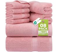 Utopia, Set di 8 asciugamani composto da 2 teli bagno, 2 ospiti e 4 lavette, in 100% cotone filato ad anelli da 600 g/m², altamente assorbenti, per bagno, palestra, hotel e spa (rosa cipria)