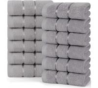 Utopia Towels 12 Pack Viscose Luxury Wash Cloths Set 12 x 12 Inches Cool Grey