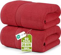 Utopia Towels - 2 Asciugamani da bagno grande Teli bagno Rosso | 90 x 180 cm, 100% cotone filato ad anello assorbente morbido e lavabile in lavatrice