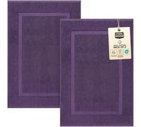 Utopia Towels - 2 Tappeti da Bagno in Cotone, (53 x 86 cm), 100% Cotone Ring-Spun - Altamente assorbente e lavabile in lavatrice, tappetini da bagno per doccia (Prugna/Viola)