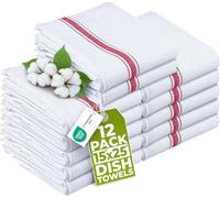 Utopia Towels - 200 GSM Asciugapiatti, 38 x 64 CM, Asciugamani Da Cucina In Cotone, Set Di Asciugamani Da Bar e Da Tè Morbidi e Riutilizzabili (12 Confezioni, Rosso)