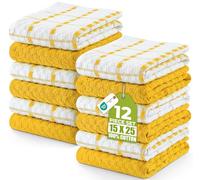 Utopia Towels - Asciugamani da Cucina, 38 x 64 cm, 100% Cotone Super Morbido e Assorbente, Asciugamani da Cucina, Strofinacci e canovacci, (Confezione da 12) (Giallo e Bianco)
