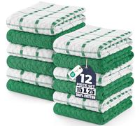 Utopia Towels - Asciugamani da Cucina, 38 x 64 cm, 100% Cotone Super Morbido e Assorbente, Asciugamani da Cucina, Strofinacci e canovacci, (Confezione da 12) (verde e bianco)
