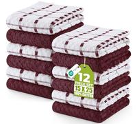 Utopia Towels Asciugamani da cucina in cotone filato ad anello, 38 x 63 cm, confezione da 12, bordeaux