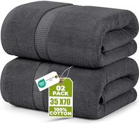 Utopia Towels Asciugamani Di Lusso, 90 x 180 CM, 2 Pezzi, Grigio | 100% cotone filato ad anello, altamente assorbente, morbido, ad asciugatura rapida, lavabile in lavatrice, taglia Jumbo