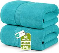 Utopia Towels Asciugamani Di Lusso, 90 x 180 CM, 2 Pezzi, Turchese | 100% cotone filato ad anello, altamente assorbente, morbido, ad asciugatura rapida, lavabile in lavatrice, taglia Jumbo