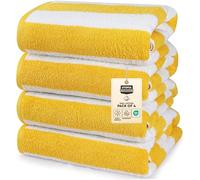 Utopia Towels Confezione da 4 teli mare a righe Cabana, 76 x 150 cm, oversize, 100% cotone filato ad anello, altamente assorbenti, ad asciugatura rapida, per bagno e nuoto, giallo
