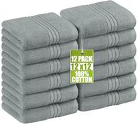 Utopia Towels Set di 12 asciugamani di lusso (30 x 30 cm), 100% cotone filato ad anello, altamente assorbenti e morbidi al tatto, per bagno, spa, palestra e asciugamani per il viso (grigio freddo)