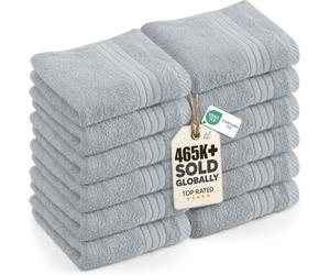 Utopia Towels Set di 12 asciugamani di lusso (30 x 30 cm), 100% cotone filato ad anello, altamente assorbenti e morbidi al tatto, per bagno, spa, palestra e asciugamani per il viso (grigio freddo)
