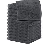 Utopia Towels, Set di 12 asciugamani in 100% cotone filato ad anelli, salviette per il viso, altamente assorbenti e morbidi (grigio)