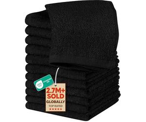 Utopia Towels, Set di 12 asciugamani in 100% cotone filato ad anelli, salviette per il viso, altamente assorbenti e morbidi (nero)