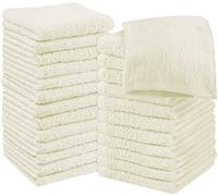 Utopia Towels - Set di 24 asciugamani in 100% cotone filato ad anelli, salviette per il viso di alta qualità, altamente assorbenti e morbidi (color avorio)