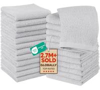 Utopia Towels Set di 24 asciugamani in cotone, 100% cotone filato ad anello, asciugamani per il viso in flanella di alta qualità, altamente assorbenti e morbidi al tatto, colore argento