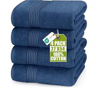 Utopia Towels - Set di 4 asciugamani da bagno (68 x 137 cm), 100% cotone filato ad anello, ad asciugatura rapida, altamente assorbenti, morbidi al tatto, perfetti per l'uso quotidiano (Blu Navy)