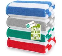 Utopia Towels Set di 4 teli da mare Cabana di : Blu, Grigio, Rosso e Verde