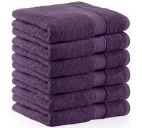 Utopia Towels - Set di 6 (50 x 100 cm), Asciugamani Mani, Asciugamani Per Le Mani, Altamente Assorbenti Con Gancio, 100% Cotone (Prugna)