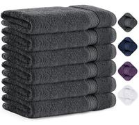 Utopia Towels Set di 6 Asciugamani Mani, 50 x 100 cm, Grigio | 100% cotone, altamente assorbente, con gancio, lavabile in lavatrice, qualità da hotel e spa