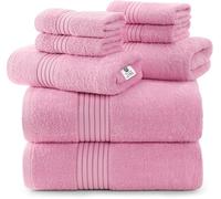 Utopia Towels Set di 8 asciugamani di alta qualità, 2 asciugamani da bagno, 2 asciugamani e 4 salviette, 100% cotone filato ad anelli, asciugamani molto assorbenti per bagno, sport e hotel (rosa)
