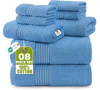 Utopia Towels Set di 8 asciugamani in cotone 100%, morbidi e assorbenti per l'uso quotidiano, 2 teli da bagno 69 x 137 cm, 2 asciugamani 41 x 71 cm, 4 salviette 30 x 30 cm (Blu elettrico)