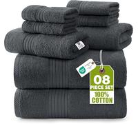 Utopia Towels Set di 8 asciugamani in cotone 100%, morbidi e assorbenti per l'uso quotidiano, 2 teli da bagno 69 x 137 cm, 2 asciugamani 41 x 71 cm, 4 salviette 30 x 30 cm (Grigio)