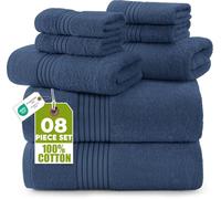 Utopia Towels Set di 8 Asciugamani in Cotone 100%, Marina | 2 Teli da Bagno 69 x 137 cm, 2 Asciugamani 41 x 71 cm, 4 Salviette 30 x 30 cm, Morbidi e Assorbenti per Uso Quotidiano