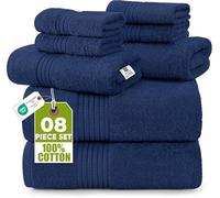 Utopia Towels Set di 8 asciugamani in cotone 100%, morbidi e assorbenti per l'uso quotidiano, 2 teli da bagno 69 x 137 cm, 2 asciugamani 41 x 71 cm, 4 salviette 30 x 30 cm (Blu Navy)