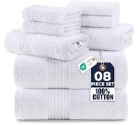 Utopia Towels Set di 8 asciugamani in cotone 100%, morbidi e assorbenti per l'uso quotidiano, 2 teli da bagno 69 x 137 cm, 2 asciugamani 41 x 71 cm, 4 salviette 30 x 30 cm (Bianco)