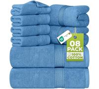 Utopia Towels - Set di 8 asciugamani in cotone con gancio - 2 asciugamani da bagno, 2 asciugamani e 4 salviette - (blu elettrico)