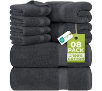 Utopia Towels, Set Di Asciugamani Da 8 pezzi, 2 Asciugamani Da Bagno, 2 Asciugamani a Mano e 4 Panni Da Lavare, Altamente Assorbente Per Bagno, Palestra, Hotel e Spa (Grigio)