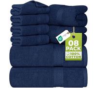Utopia Towels, Set Di Asciugamani Da 8 pezzi, 2 Asciugamani Da Bagno, 2 Asciugamani a Mano e 4 Panni Da Lavare, Altamente Assorbente Per Bagno, Palestra, Hotel e Spa (Blu navy)