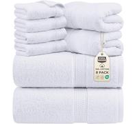 Utopia Towels Set di asciugamani da 8 pezzi: 2 asciugamani da bagno, 2 asciugamani per le mani e 4 asciugamani in cotone di qualità alberghiera, super morbidi e altamente assorbenti (bianco)