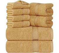 Utopia Towels Set Di Asciugamani Da 8 Pezzi Beige | 2 Asciugamani Da Bagno, 2 Asciugamani a Mano, 4 Panni Da Lavare, Altamente Assorbente Per Bagno, Palestra, Hotel e Spa
